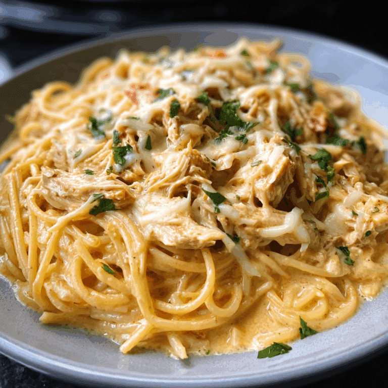 Creamy Crockpot Chicken Spaghetti