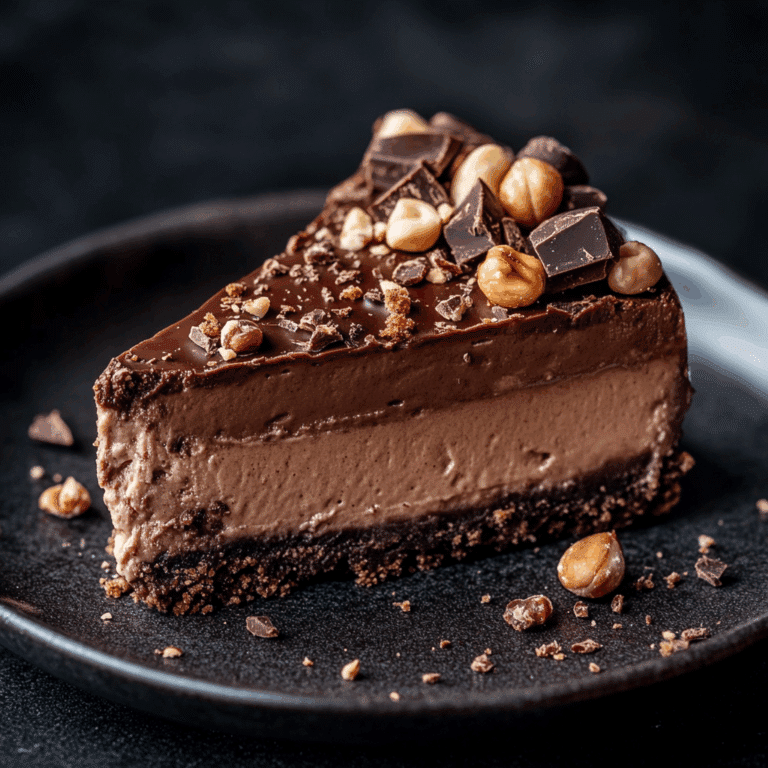 Heavenly Chipped Chocolate and Hazelnut Cheesecake