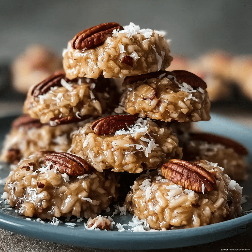No-Bake Pecan Coconut Praline Cookies