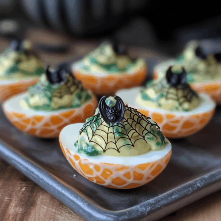 Spooky Spiderweb Deviled Eggs