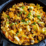 Tex Mex Ground Beef Cabbage Skillet