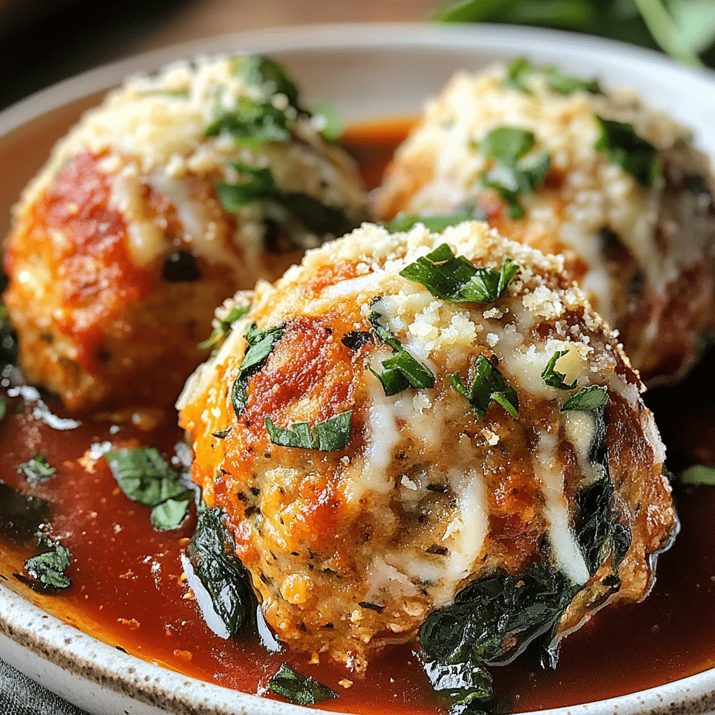 Baked Chicken Ricotta Meatballs with Spinach