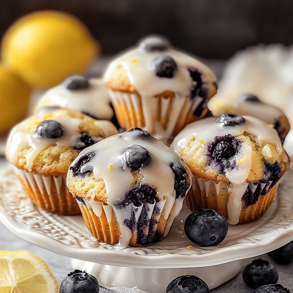 Blueberry Muffins with Lemon Glaze