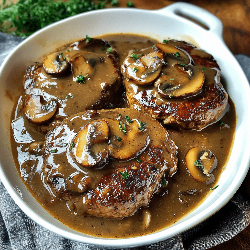Bobby Flay Salisbury Steak with Mushroom Gravy