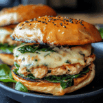 Cheddar Spinach Chicken Burgers