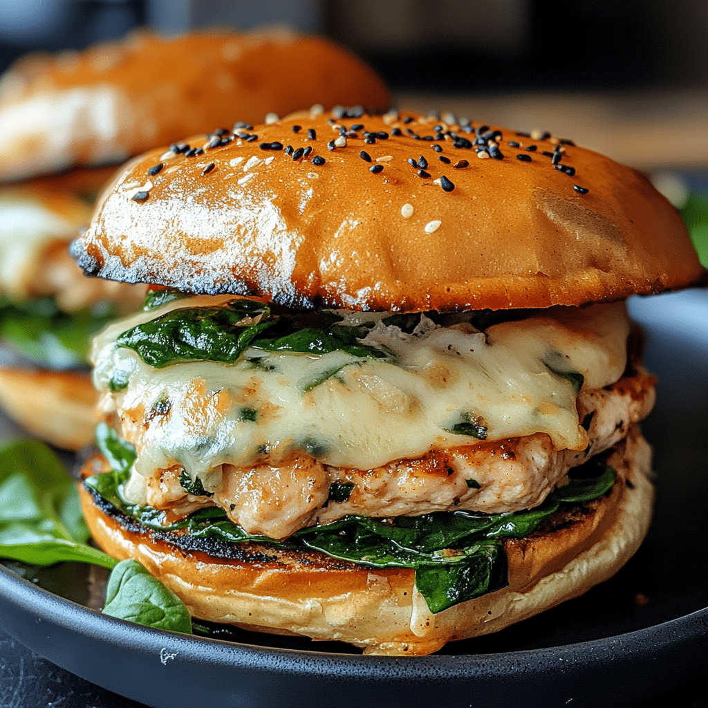 Cheddar Spinach Chicken Burgers