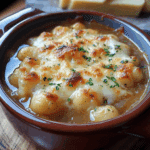French Onion Gnocchi Soup with Gruyere