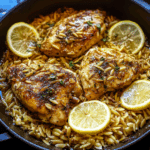 One Pot Lemon Garlic Chicken with Orzo