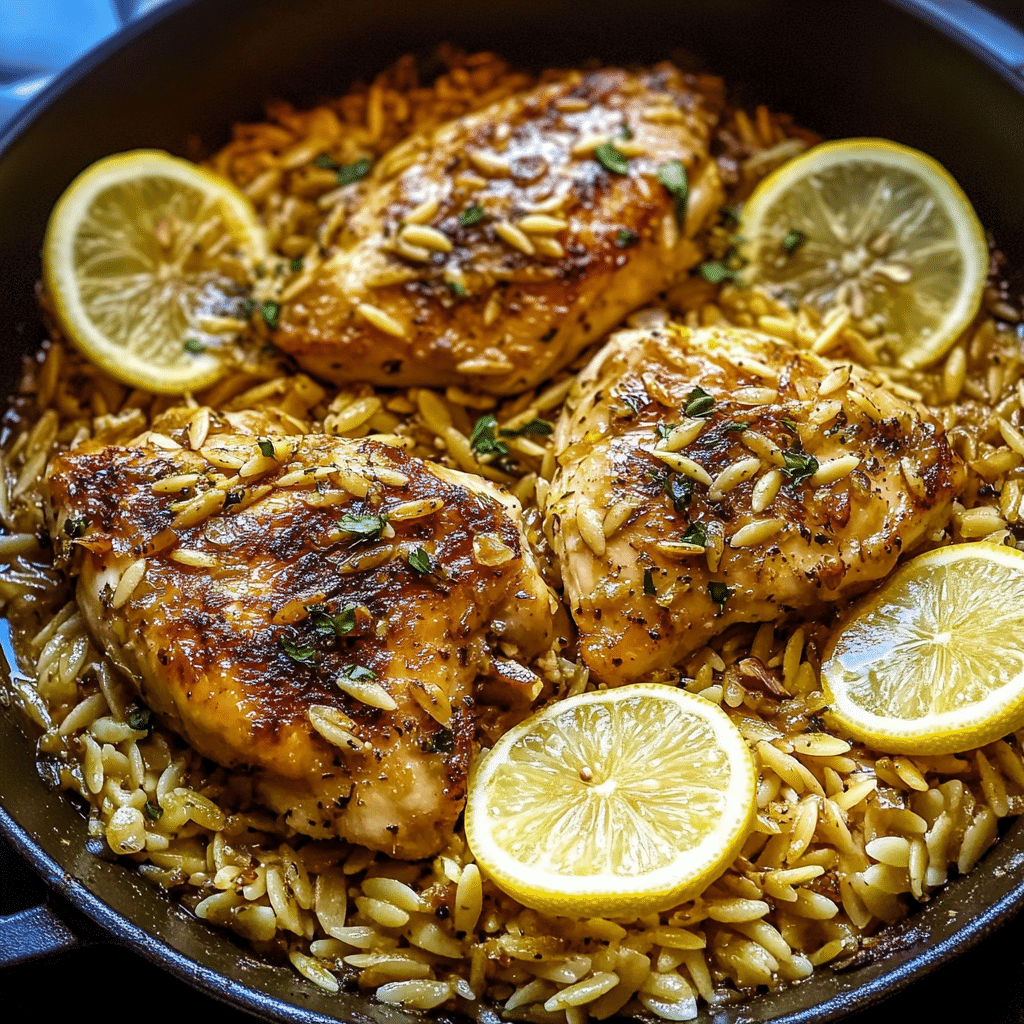 One Pot Lemon Garlic Chicken with Orzo