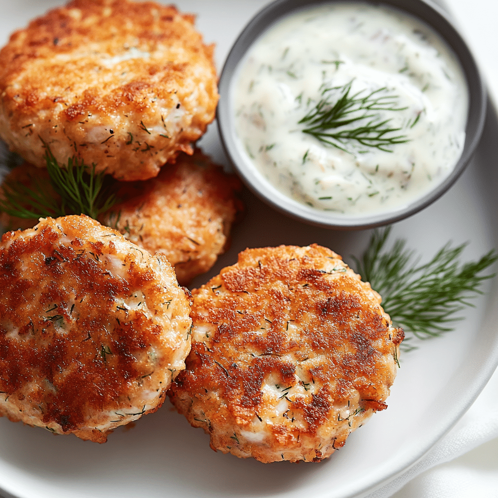 Salmon Croquettes With Dill Sauce