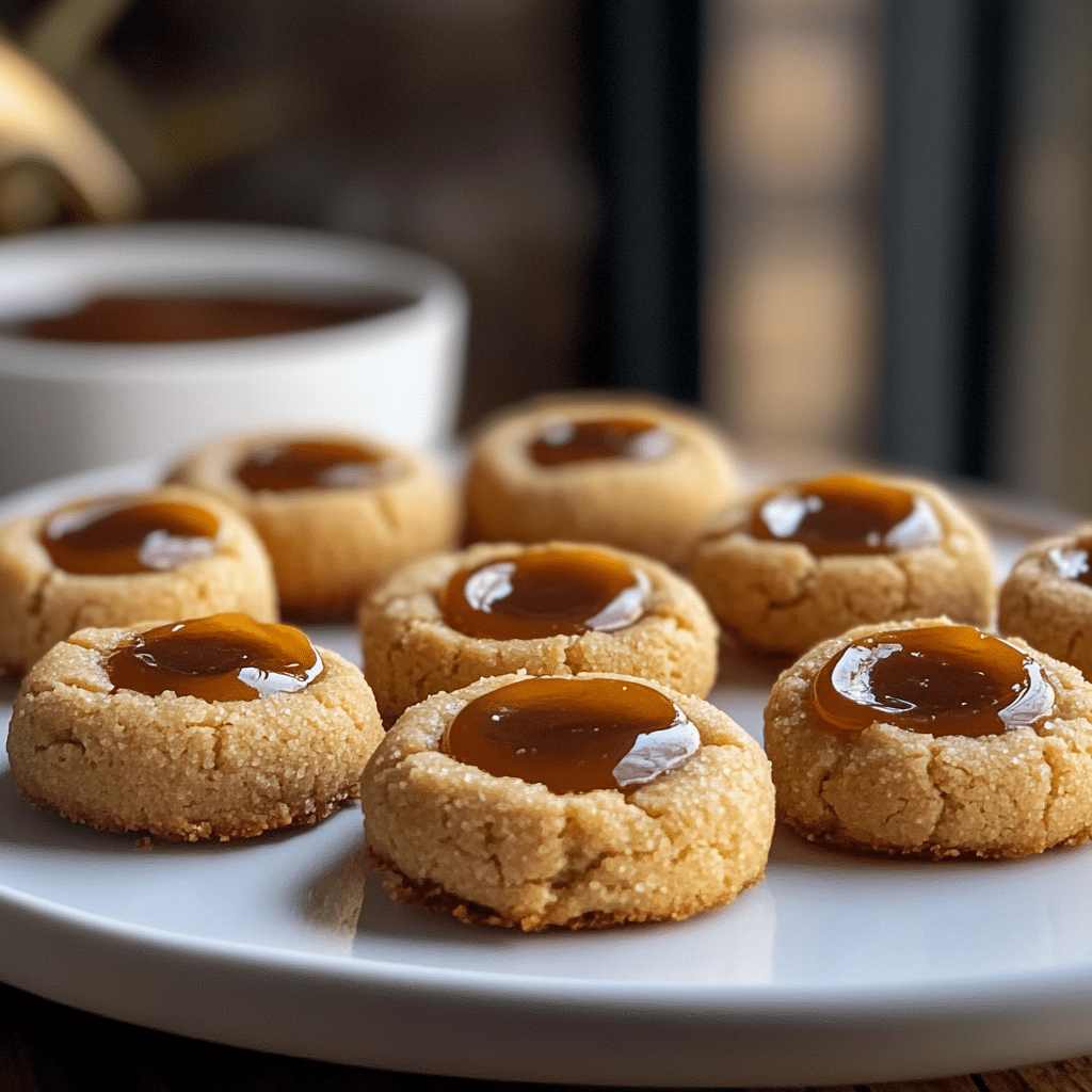 Tahini Thumbprints Cookies With Dulce de Leche