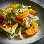 Baked feta salad with mandarin and fennel
