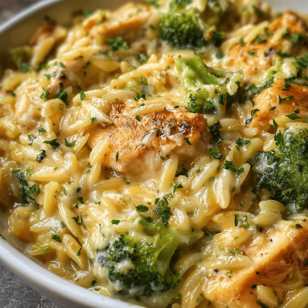 Cheesy Chicken Broccoli Orzo
