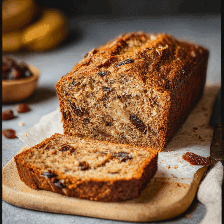 Healthy Banana Bread with Wholemeal Flour and Dried Fruit