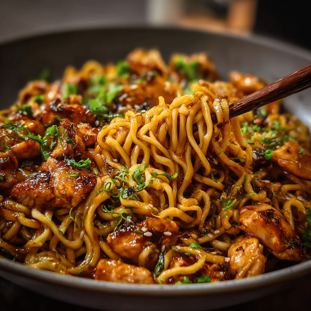 Sticky Garlic Chicken Noodles