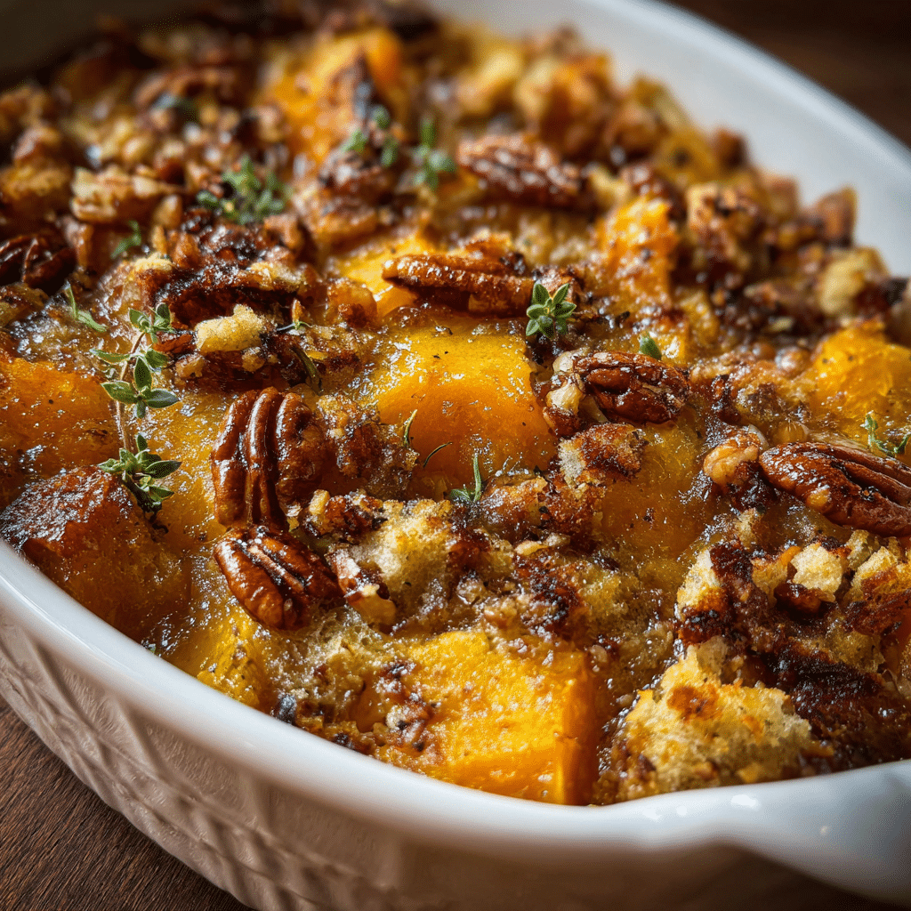 Maple Roasted Squash & Stuffing Casserole